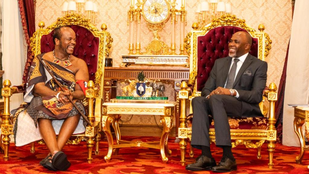 His Majesty King Mswati III with the UN Resident Coordinator, Mr. George Wachira